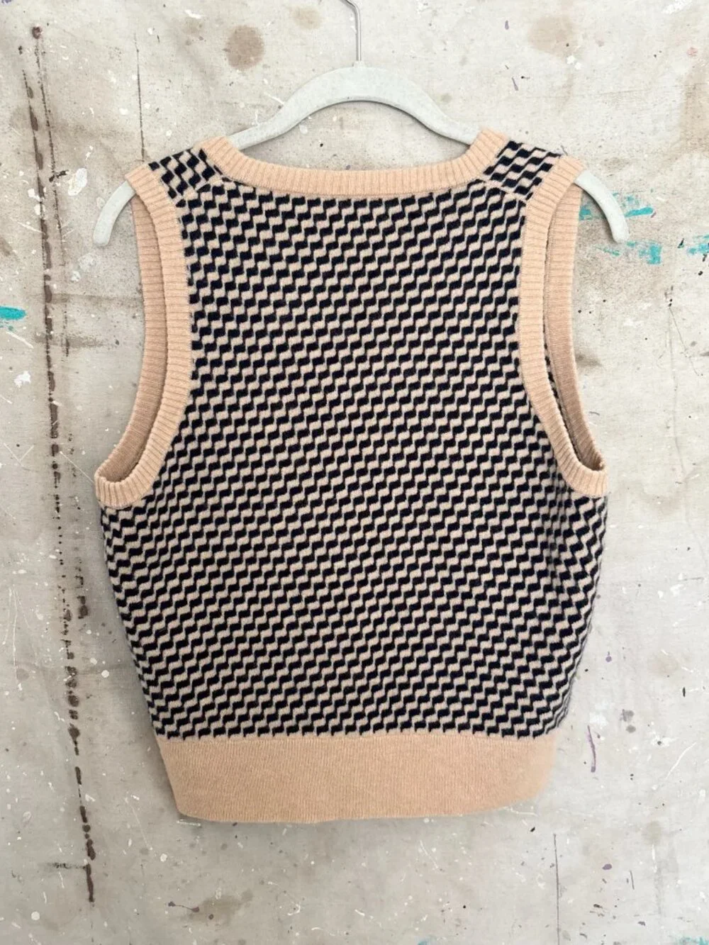 J Crew Cashmere Jacquard V-Neck Sweater Vest